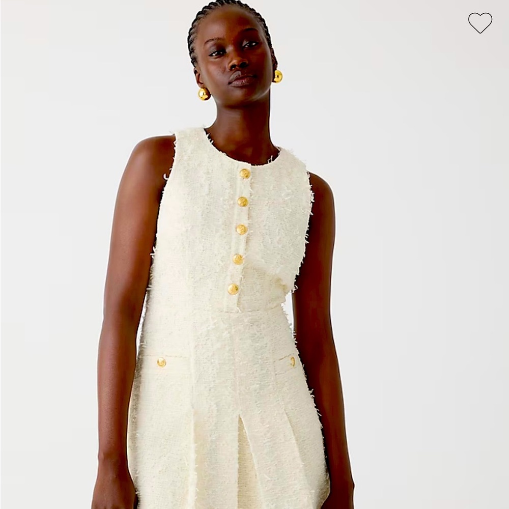 New JCREW $248 Size 6 Pleated Mini Dress in Textured Tweed Ivory BY915